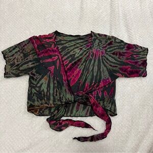 Vibrant tie dye wrap top